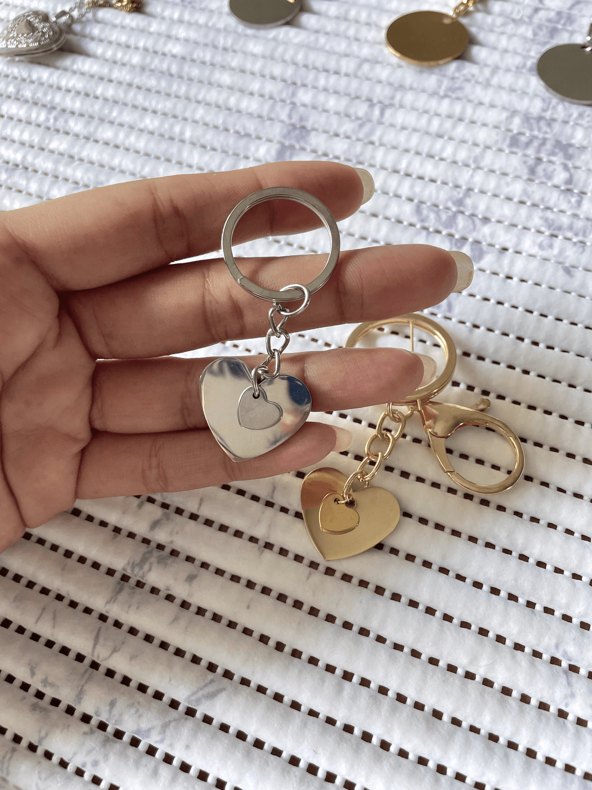 Llavero corazón doble